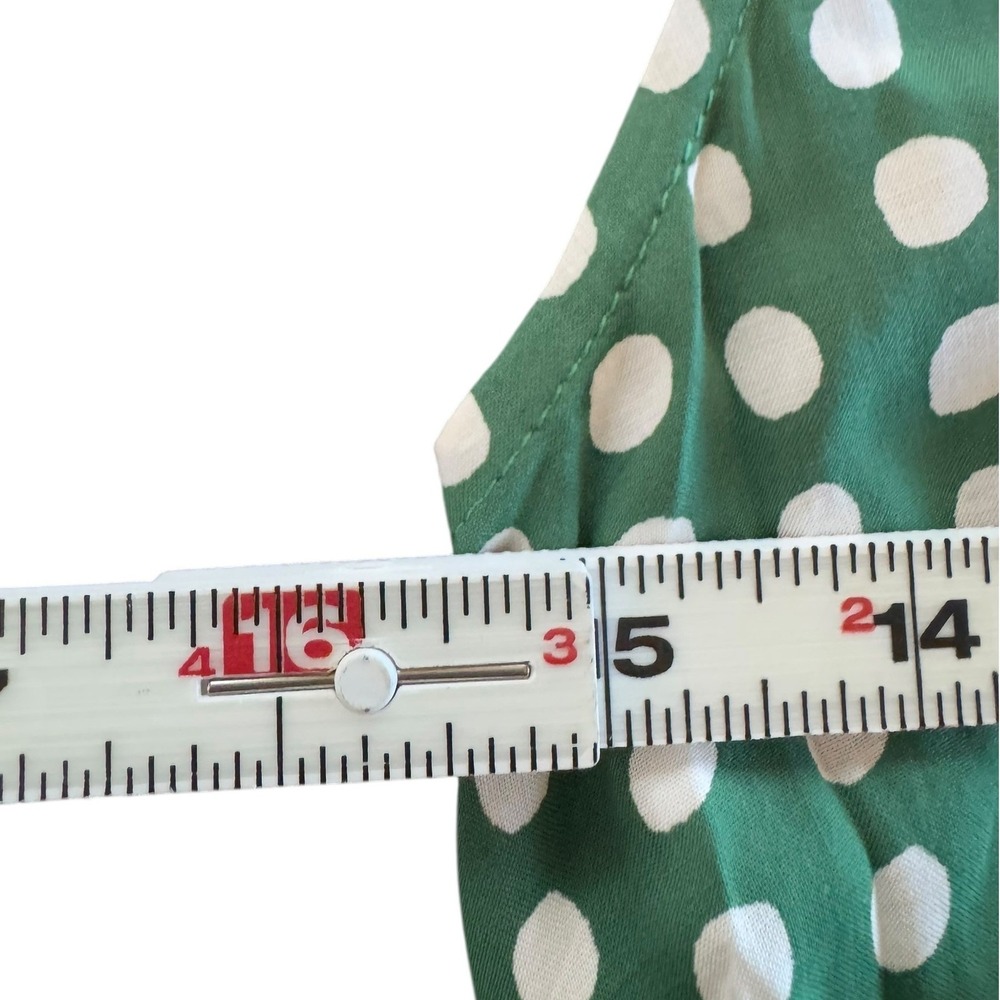 NWT Anthropologie TYLHO Green Polka Dot Sleeveless Shirt Dress Midi Waist Tie XS - Picture 8 of 9